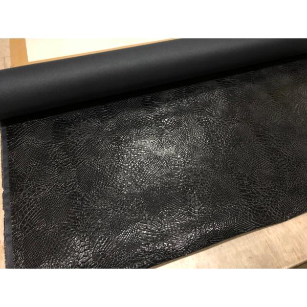 ワニ クロコダイル 型押し PVC ビニール 生地 黒 ハギレ 手芸 DIY【50cmあたり500円...