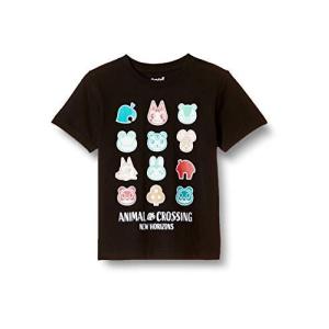 Tシャツ 半袖 キッズ アイコン あつまれどうぶつの森 どう森 グッズ ブラック 130