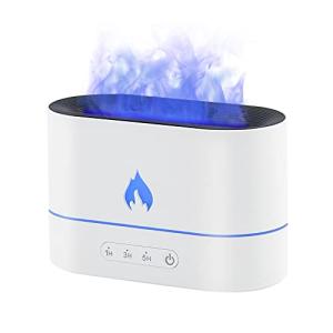Mcbazel 炎アロマディフューザー 卓上アロマ加湿器 タイマー機能 エッセンシャルオイルディフューザー 2つ炎の効果 自動で電源オフ 乾燥防止 空