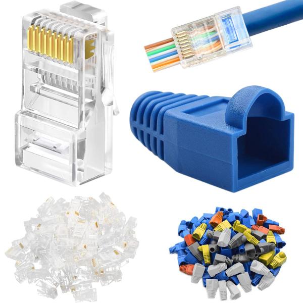 Xiatiaosann RJ45 LAN Cat6 コネクタ、イーサネット LANケーブル 8P8C...