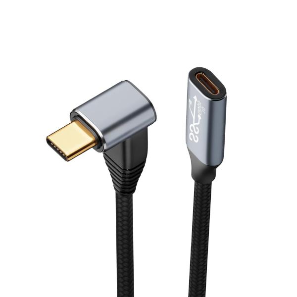 USB Type C 延長ケーブル L字 1M タイプc延長コード 【PD 100W/5A急速充電 ...