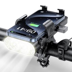 ShangYa 自転車 ライト 【4000mAh 大容量 】LEDヘッドライト 4つ調光モード 4in1多機能 高輝度 USB充電式 防水 防振 脱落｜morimori117