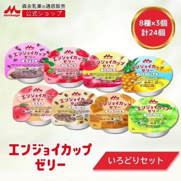 【公式】 森永乳業 エンジョイカップゼリー いろどり セット (8種×3個) 介護食 ハイカロリー ...