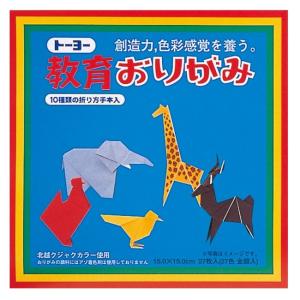 折り紙 トーヨー 教育折紙 15cm 10種類の折り方手本入り 27枚入（27色金銀入）｜morinokobito