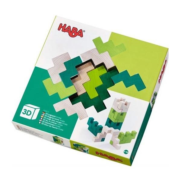 木のおもちゃ 積み木 積木 つみき ベビー 知育玩具 HABA ハバ ブロック 3Dパズル・グリーン...