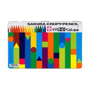 折れにくい 消しやすい 全部が芯の色鉛筆 サクラクレパスクーピーペンシル24色(缶入) FY24 （消しゴム付・削り器付き）｜morinokobito