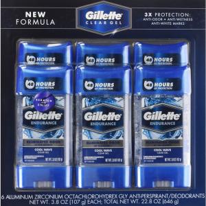 ジレット エンデュランス デオドラント クリアジェルタイプ 107g × 6個 並行輸入品 Gillette Endurance Men's
