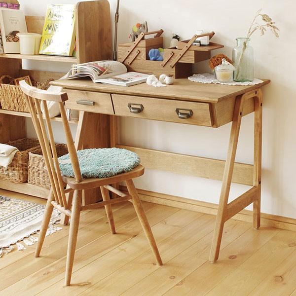 デスク 机 パソコンデスク キッズデスク 幅90cm 木製 収納付き ブラウン かわいい カフェ風 ...