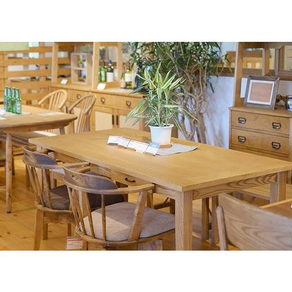 ダイニングテーブル 食卓テーブル 135cm オーク材 引出付  無垢 木製 すっきり かわいい 北...