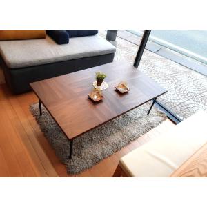 こたつ こたつテーブル テーブル 120cm 長方形 ウォールナット ブラウン アイアン脚 ヘリンボ...