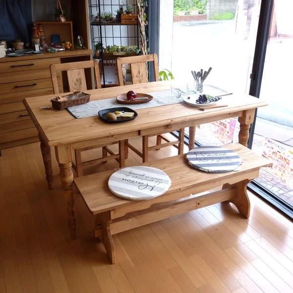 ダイニング4点セット 食卓４点セット  カントリー テーブル イス2脚 4人用 ベンチ  150cm...