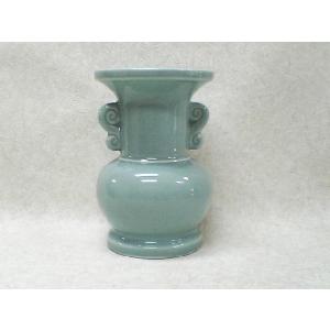 青磁花瓶 青磁牡丹文大花瓶 中国明時代 龍泉窯 伝世窯傷 高さ47.5cm 桐箱