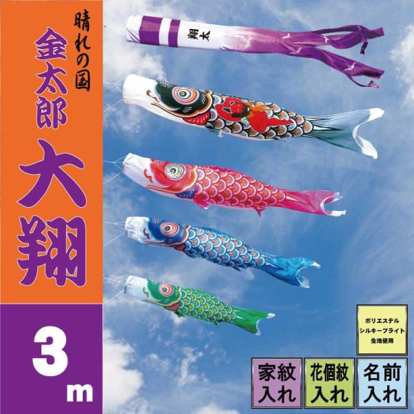 こいのぼり 徳永 鯉のぼり 金太郎大翔 3m 7点 鯉4匹 徳永鯉 大型セット ポール別売り