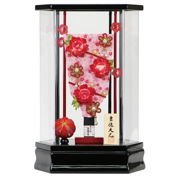 羽子板 吉徳大光 つまみ細工羽子板 8号 赤バラ アクリルケース陽葵（黒）入り 初正月 お祝い