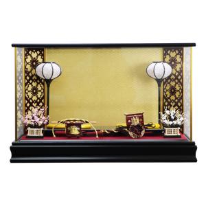 久月 雛人形 ケース飾り 木目ガラスケース 親王飾り 66769 コンパクト