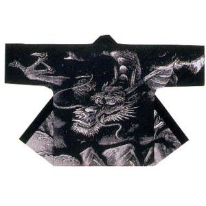 法被 シルクプリント袢天 龍 黒 B 9086 半纏 袢纏 お祭り