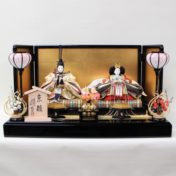 安藤桂甫作 京雛 十一番 本金雅印 オリジナルN0.9 親王飾り （三曲金屏風平飾り）