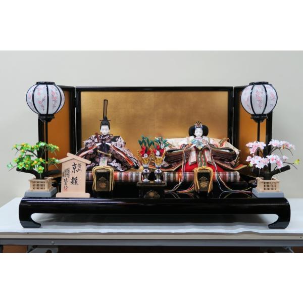 雛人形 安藤桂甫作京雛十番帯地上親王No.95（金箔12号三曲屏風黒塗平台飾り）