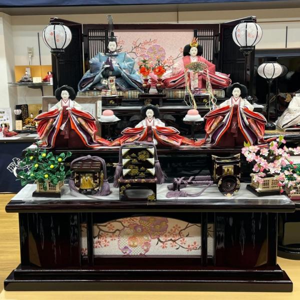 雛人形 三段飾り 京十番正絹丹後ちりめん 辻が花 山本寛斎デザイン親王 五人三段飾り 間口80cm