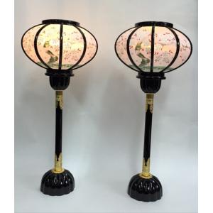 LEDコードレス伝統工芸木製菊灯雪洞大雛飾り付属ぼんぼり : 人形の