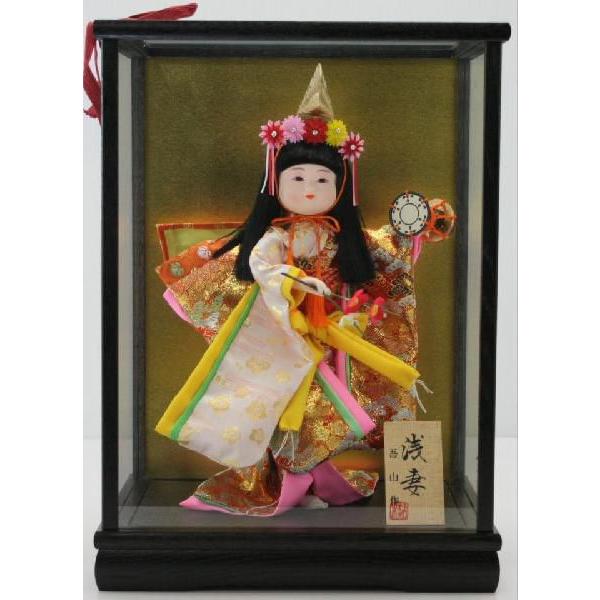 5号舞踊人形浅妻木製枠ガラスケース飾り