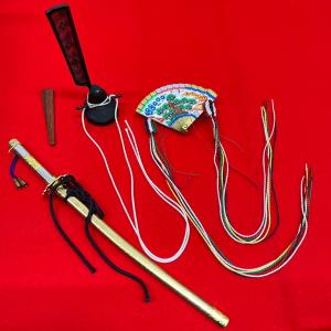 親王小道具 （特上）京八番サイズ 雛人形用 冠・檜扇・笏・太刀セット