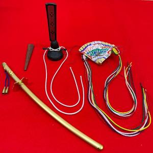 親王小道具 （上）三五サイズ 雛人形用 冠・檜扇・笏・太刀セット