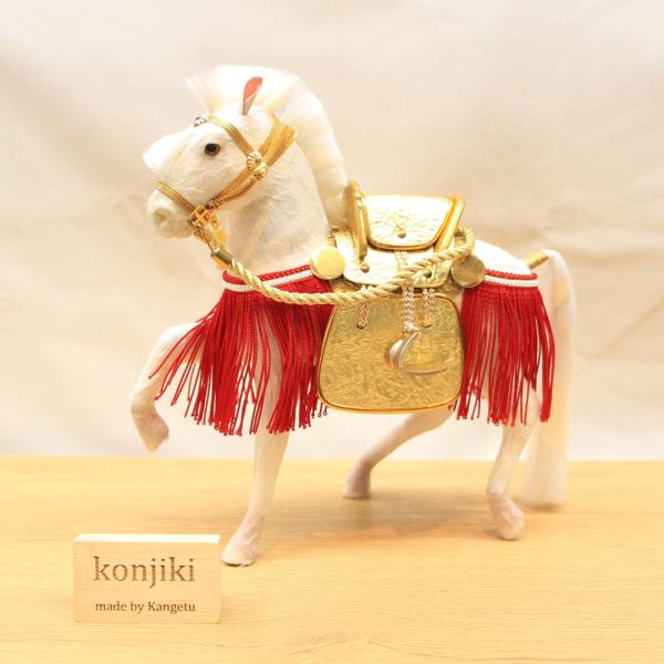 五月人形 6号 奉書馬 白毛 金色 奉書飾り馬 極上和紙張り 幸運をもたらす伝統の飾り馬 化粧箱入り