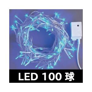 ストレート銀コード青100球LEDコントローラー付...