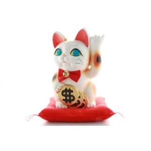 8号招き猫小判白手長(座布団付) : 人形のモリシゲ - 通販 - Yahoo