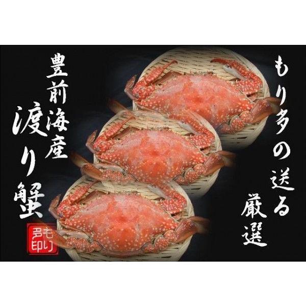 ワタリガニ 豊前海産 (渡り蟹)メス塩ゆで冷凍3尾（活き状態1尾300g〜399ｇ）
