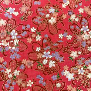 華やかな友禅和紙 赤いリボンと桜 赤 菊判 大...の詳細画像1