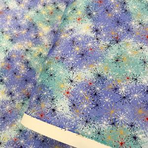 友禅和紙 夜空に花火 線香花火 青 水色 大判 約63ｘ93cm 千代紙