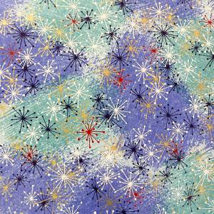 友禅和紙 夜空に花火 線香花火 青 水色 大判...の詳細画像1