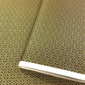 金色が華やかな加賀友禅 和紙 亀甲花菱 黒 大判 約63ｘ93cm