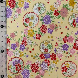 友禅和紙 華やか桜と菊 花模様の雪輪クリーム色...の詳細画像2