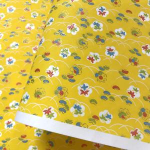 友禅和紙 露芝にかわいい松竹梅 明るい黄色 大判 菊判