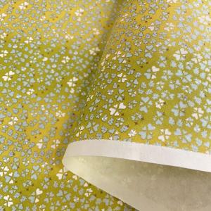 友禅和紙 可愛い クローバー 黄緑 菊判 大判 約63ｘ93cm