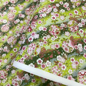 友禅和紙 華やか毬と桜 緑色のぼかし 大判 菊判 約63ｘ93cm 千代紙