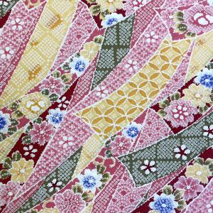 金色が華やかな加賀友禅 和紙 亀甲花菱 紺 青 大判 約63x93cm 千代紙