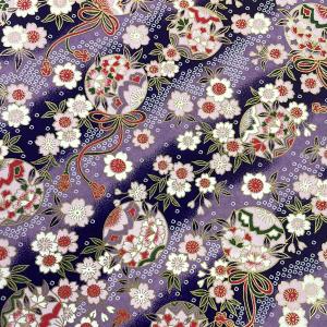 友禅和紙 華やか毬と桜 紫と藤色のぼかし 大判 菊判