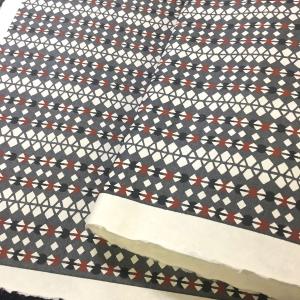 型染紙 更紗 手漉 楮和紙 民芸調 幾何学的な 菱型 ダイヤ