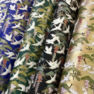 華やかな友禅和紙  鶴と松  金 黒 緑 青 菊判 大判 約63ｘ93cm