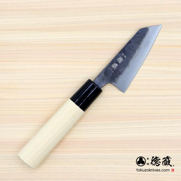 小文化黒打ち包丁　80mm 両刃 青紙二号 朴 日本製 徳蔵刃物 TOKUZO KNIVES T29...