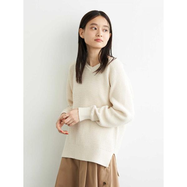 送料無料 ワッフルVネックニットプルオーバー AMERICAN HOLIC