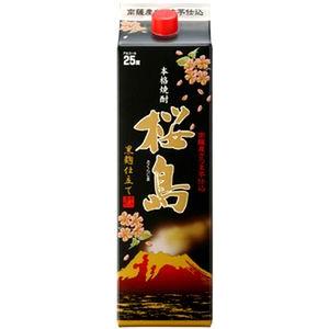 本格いも焼酎　　黒麹仕立て　桜島（黒桜島）25度1.8Lパック×６本