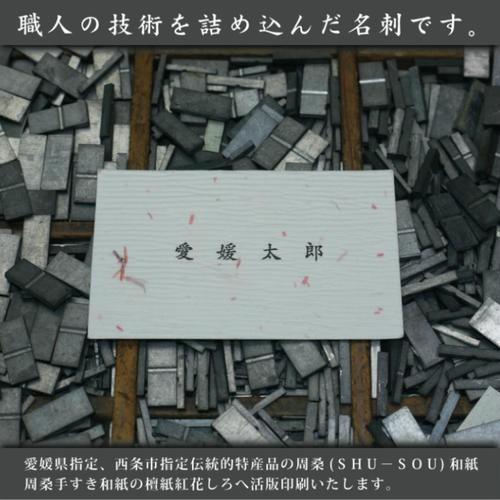 最高級手すき和紙 ( 檀紙紅花しろ ) 活版名刺 両面1色 ( 活版印刷 ) 100枚
