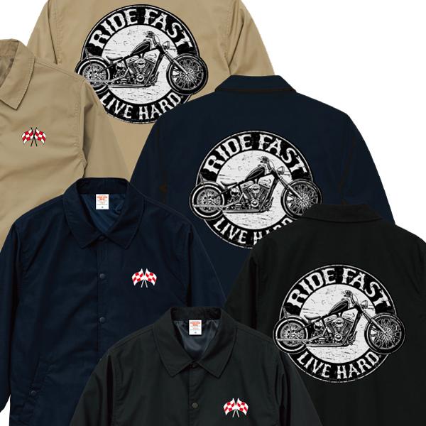 RIDE FAST LIVE HARD コーチジャケット バイカー バイク ロック チョッパー スト...