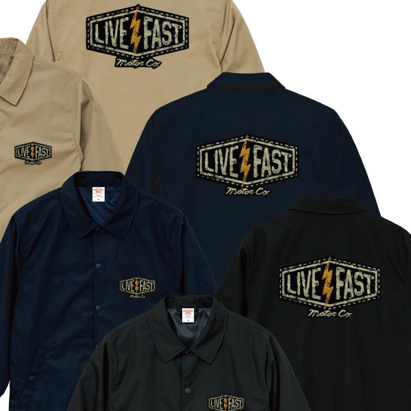 LIVE FAST コーチジャケット バイカー バイク チョッパー アメ車 アメカジ 秋物 冬物 防...