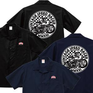 BORN TO RIDE オープンカラーシャツ 半袖 バイカー バイク チョッパー